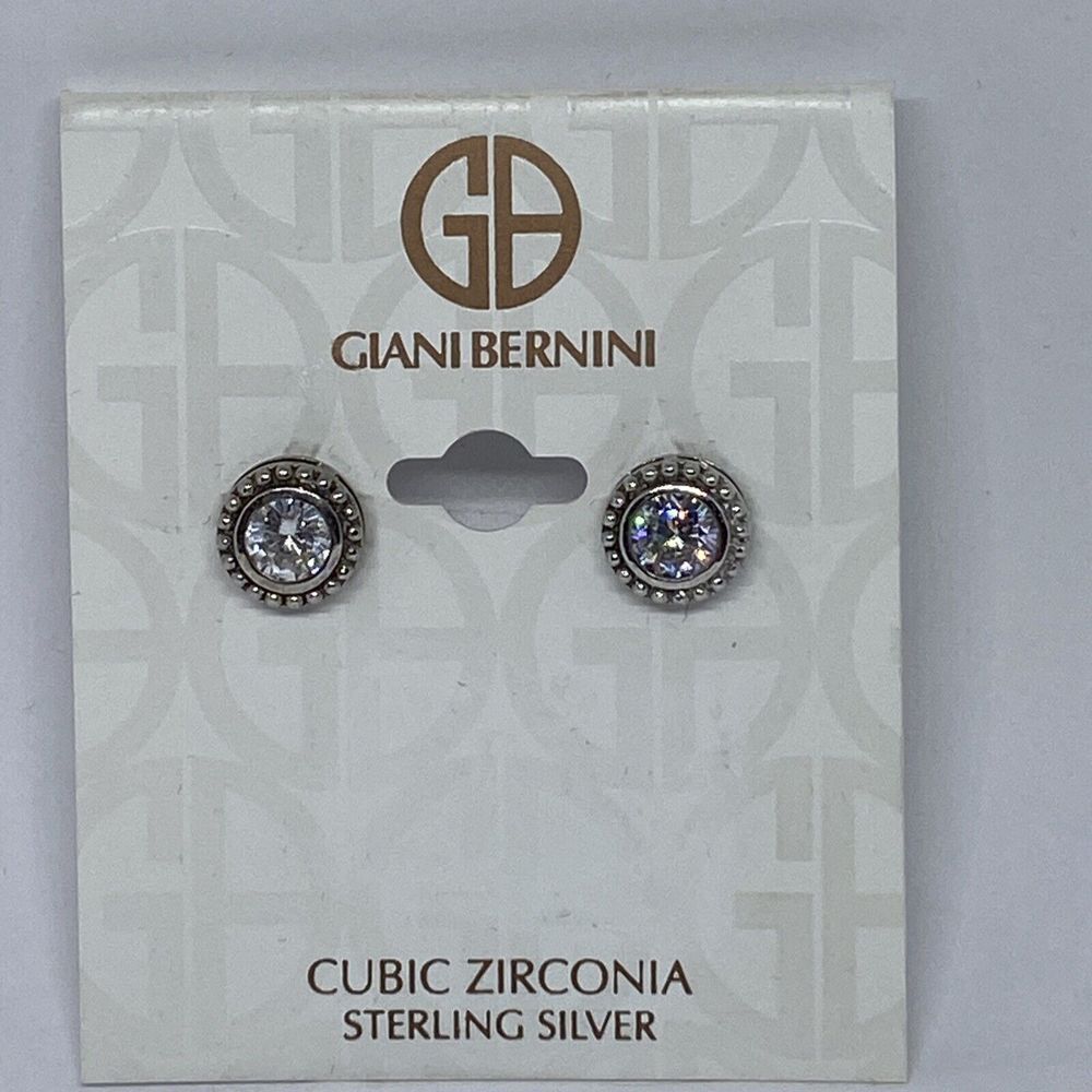 Giani Bernini Cubic Zirconia Stud Earrings in Sterling Silver MSRP $85 CP709